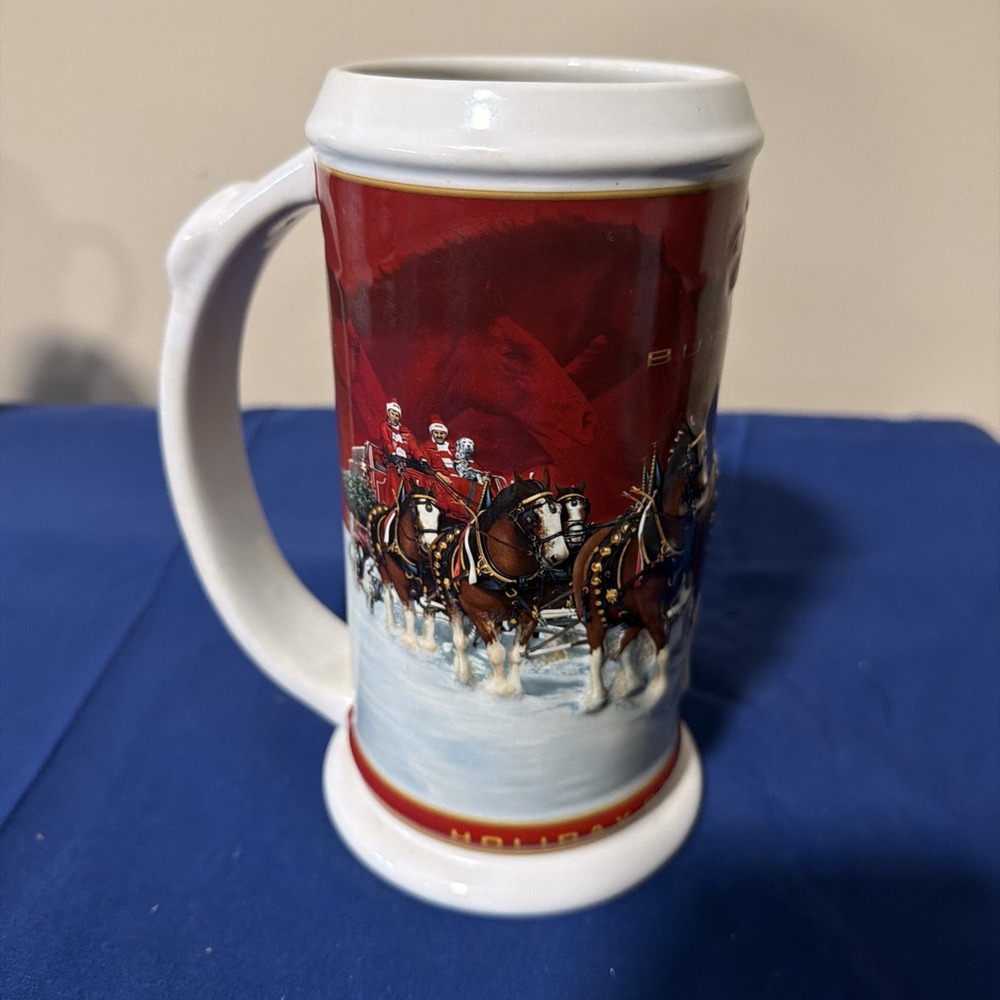 Vintage 2004 Budweiser 25th Anniversary Holiday‎ Beer Stein CS608 6"L×7"H